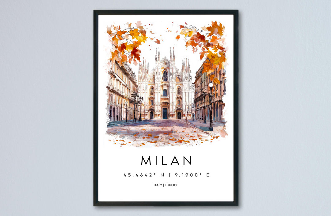 Milan watercolor poster Wall Art Milan Wall Hanging Home Décor Milan Gift Art Lovers Italy Art Lover Gift
