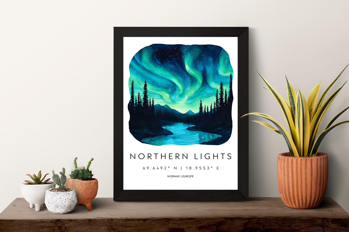 Northern Lights Watercolor Poster Wall Art Northern Lights Wall Hanging Home Décor Northern Lights Gift Art Lovers Norway Wall Art