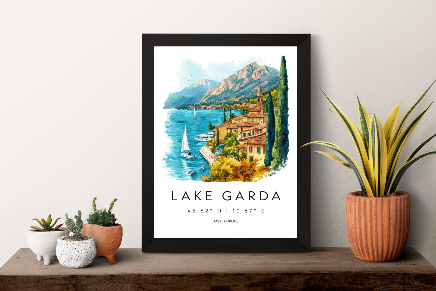 Lake Garda Watercolor Poster Wall Art Lake Garda Wall Hanging Home Décor Lake Garda Gift Art Lovers Italy Wall Art