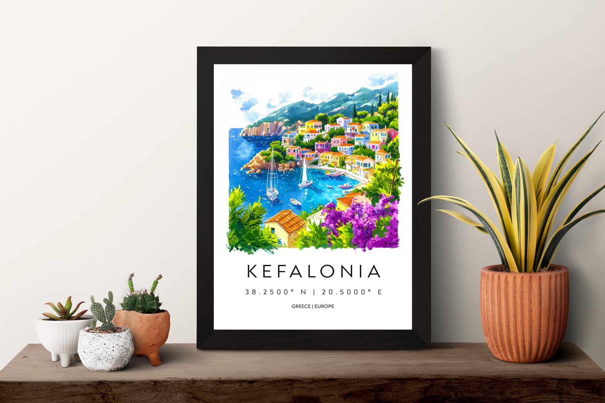 Kefalonia Watercolor Poster Wall Art Kefalonia Wall Hanging Home Décor Kefalonia Gift Art Lovers Greece Wall Art