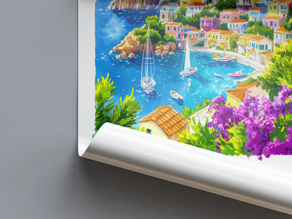 Kefalonia Watercolor Poster Wall Art Kefalonia Wall Hanging Home Décor Kefalonia Gift Art Lovers Greece Wall Art
