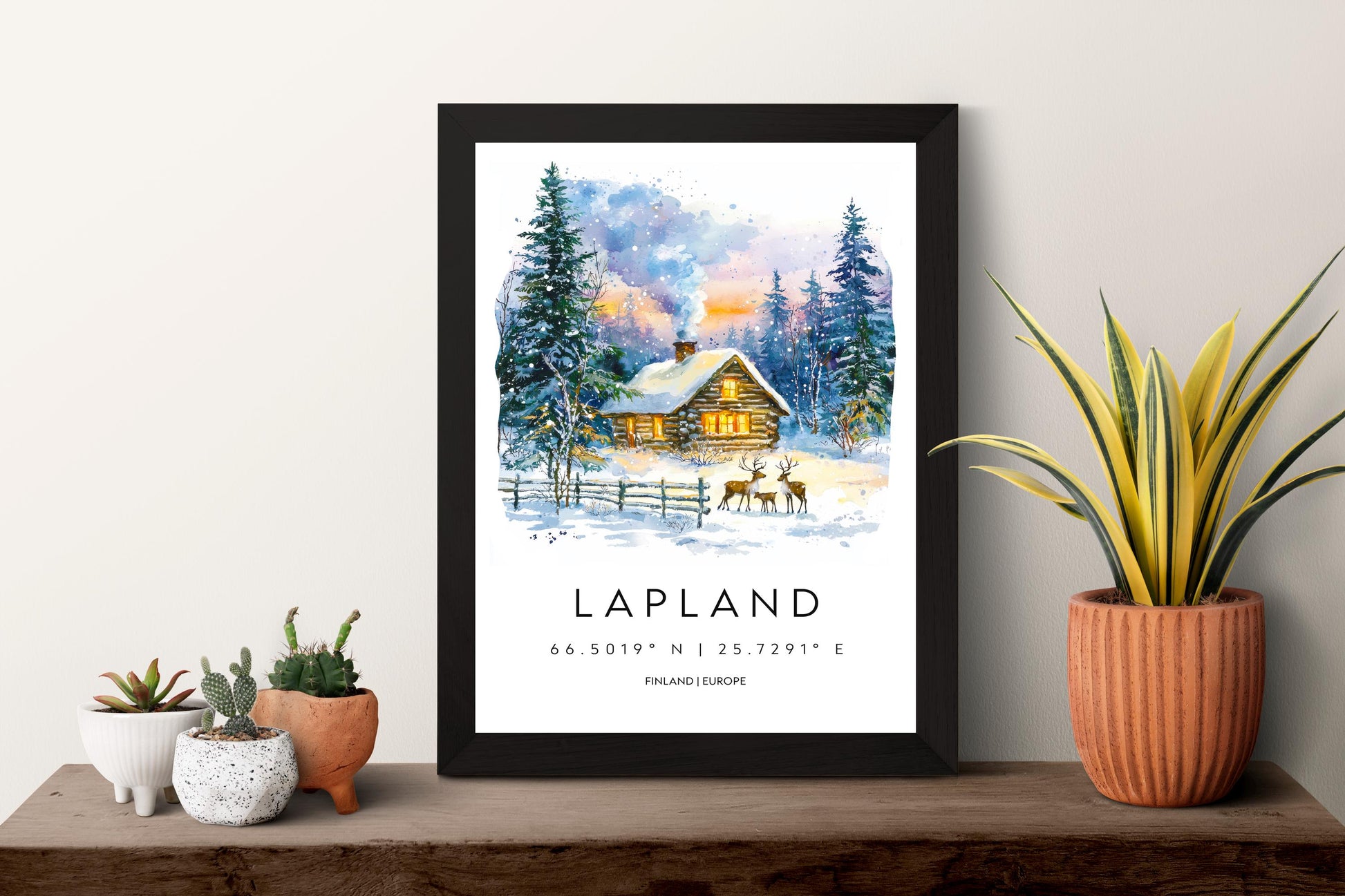 Lapland Watercolor Poster Wall Art Lapland Wall Hanging Home Décor Lapland Gift Art Lovers Finland Wall Art