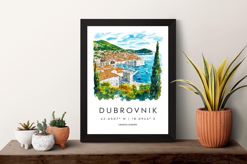Dubrovnik Watercolor Poster Wall Art Dubrovnik Wall Hanging Home Décor Dubrovnik Gift Art Lovers Croatia Wall Art
