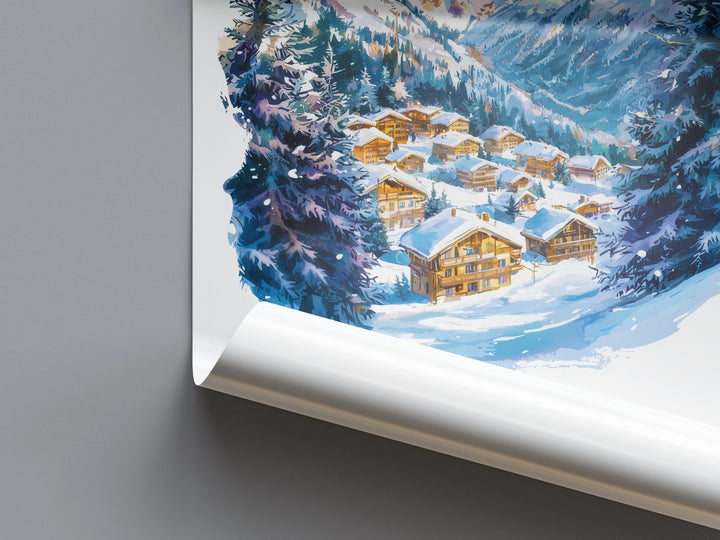 La Plagne Watercolor Poster Wall Art La Plagne Wall Hanging Home Décor La Plagne Gift Art Lovers France Wall Art