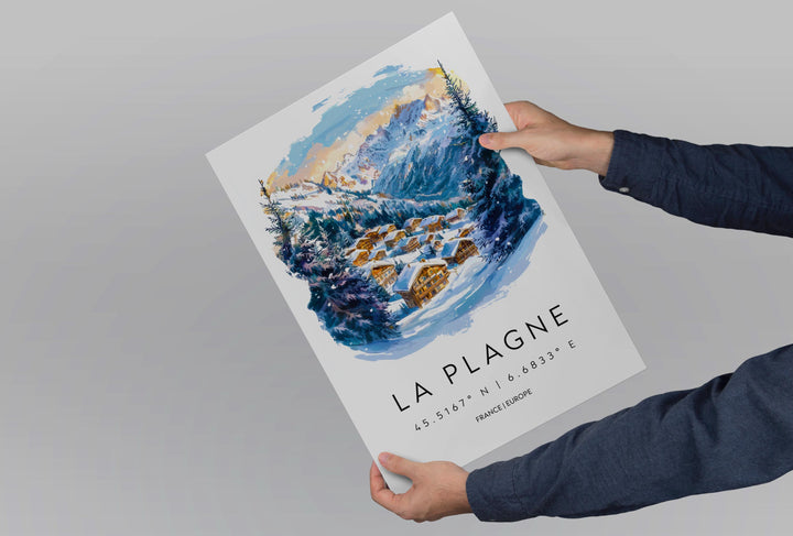La Plagne Watercolor Poster Wall Art La Plagne Wall Hanging Home Décor La Plagne Gift Art Lovers France Wall Art