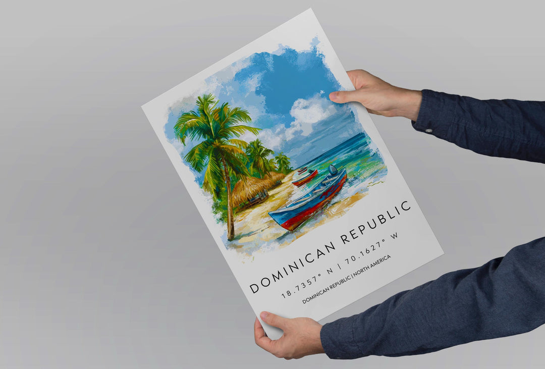 Dominican Republic Watercolor Poster Wall Art Dominican Republic Wall Hanging Home Décor Dominican Republic Gift Art Lovers