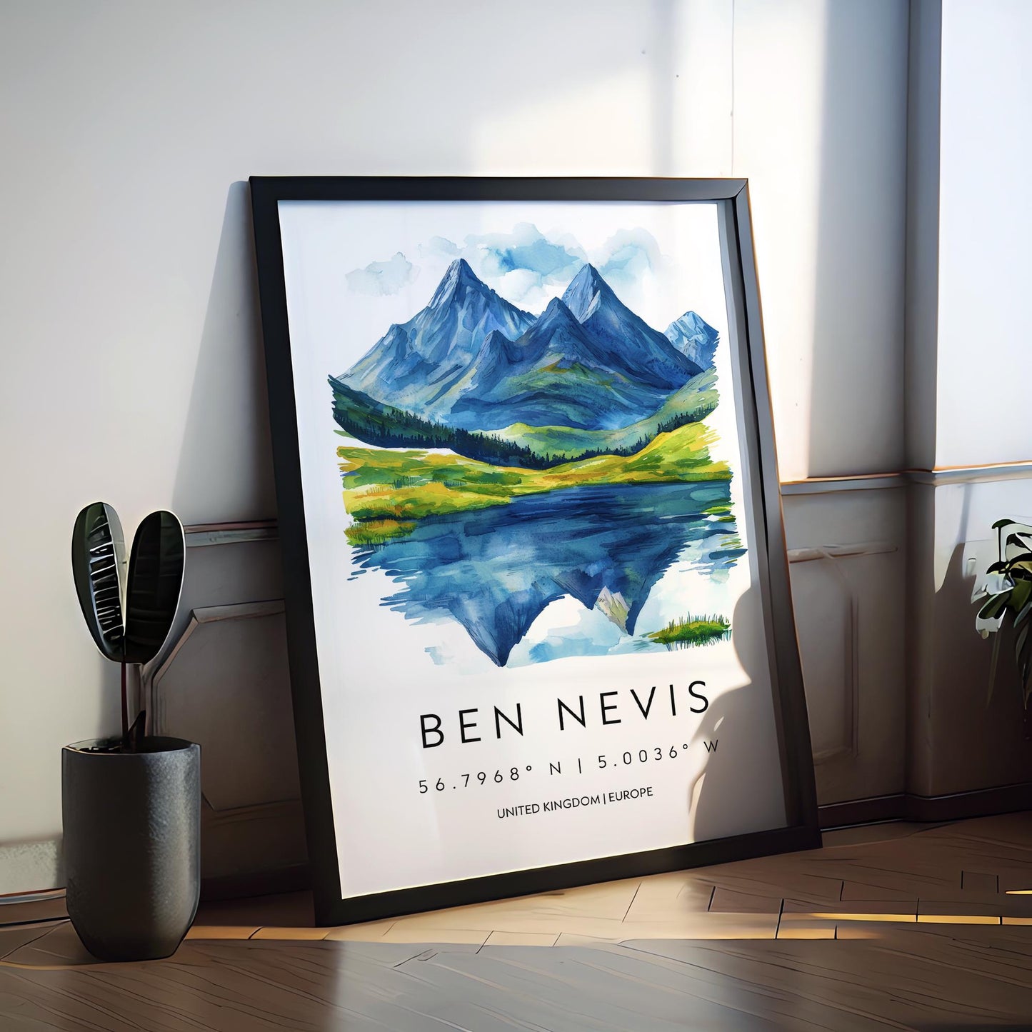 Ben Nevis Watercolor Poster Wall Art Ben Nevis Wall Hanging Home Décor Ben Nevis Gift Art Lovers Scotland Wall Art