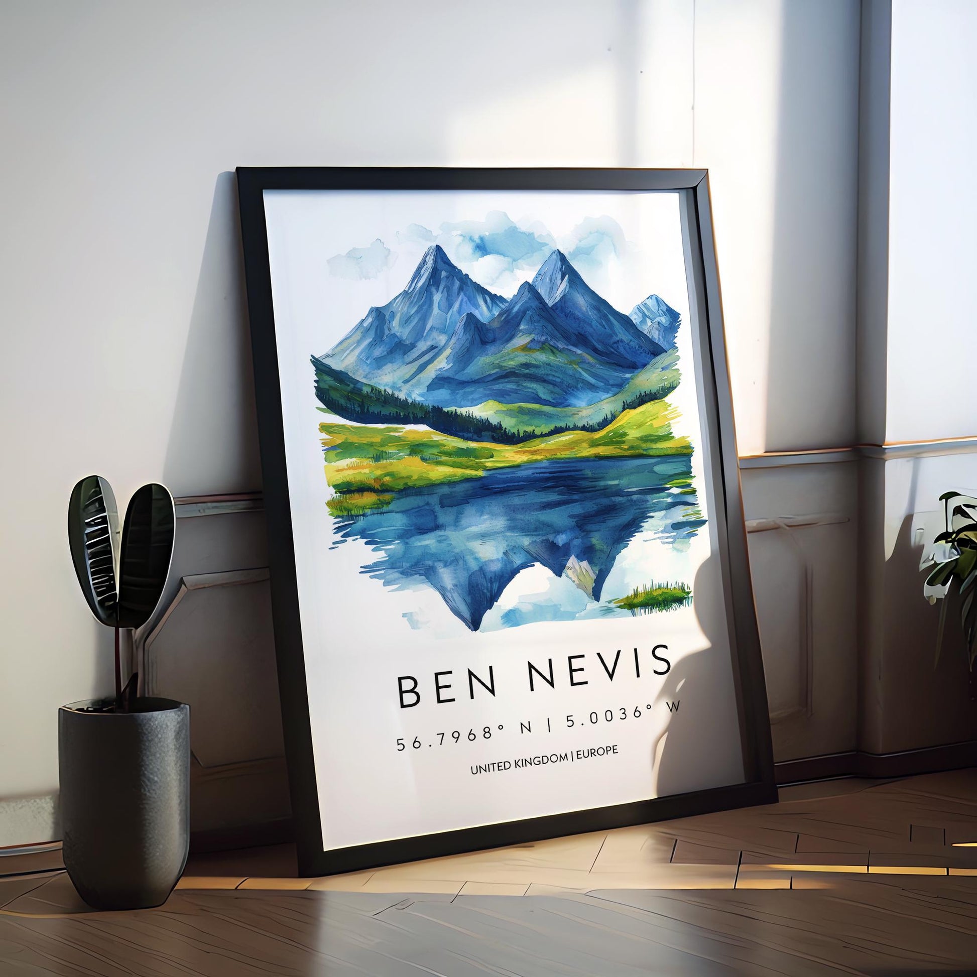 Ben Nevis Watercolor Poster Wall Art Ben Nevis Wall Hanging Home Décor Ben Nevis Gift Art Lovers Scotland Wall Art