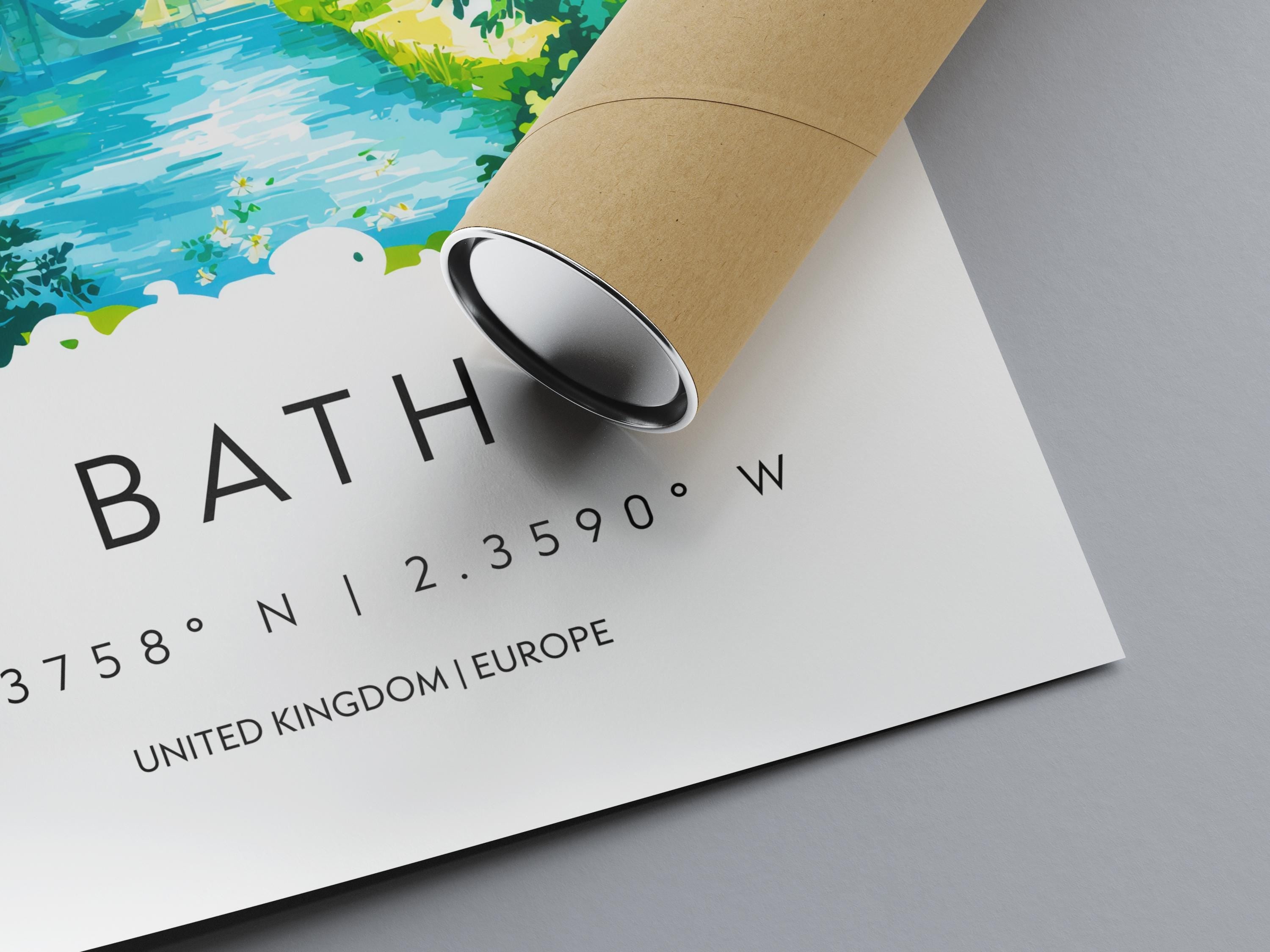 Bath Watercolor Poster Wall Art Bath Wall Hanging Home Décor Bath Gift Art Lovers United Kingdom Wall Art
