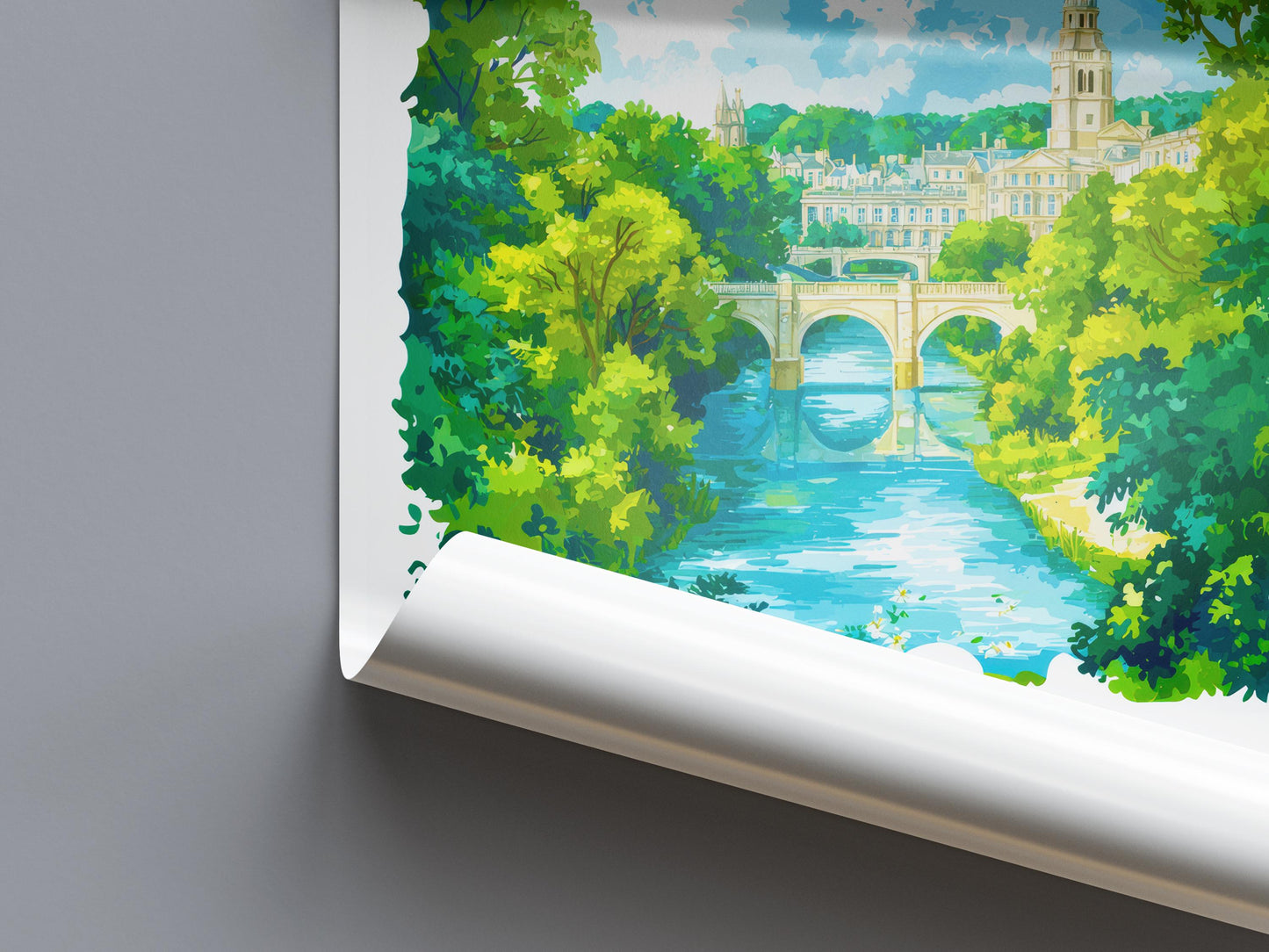 Bath Watercolor Poster Wall Art Bath Wall Hanging Home Décor Bath Gift Art Lovers United Kingdom Wall Art
