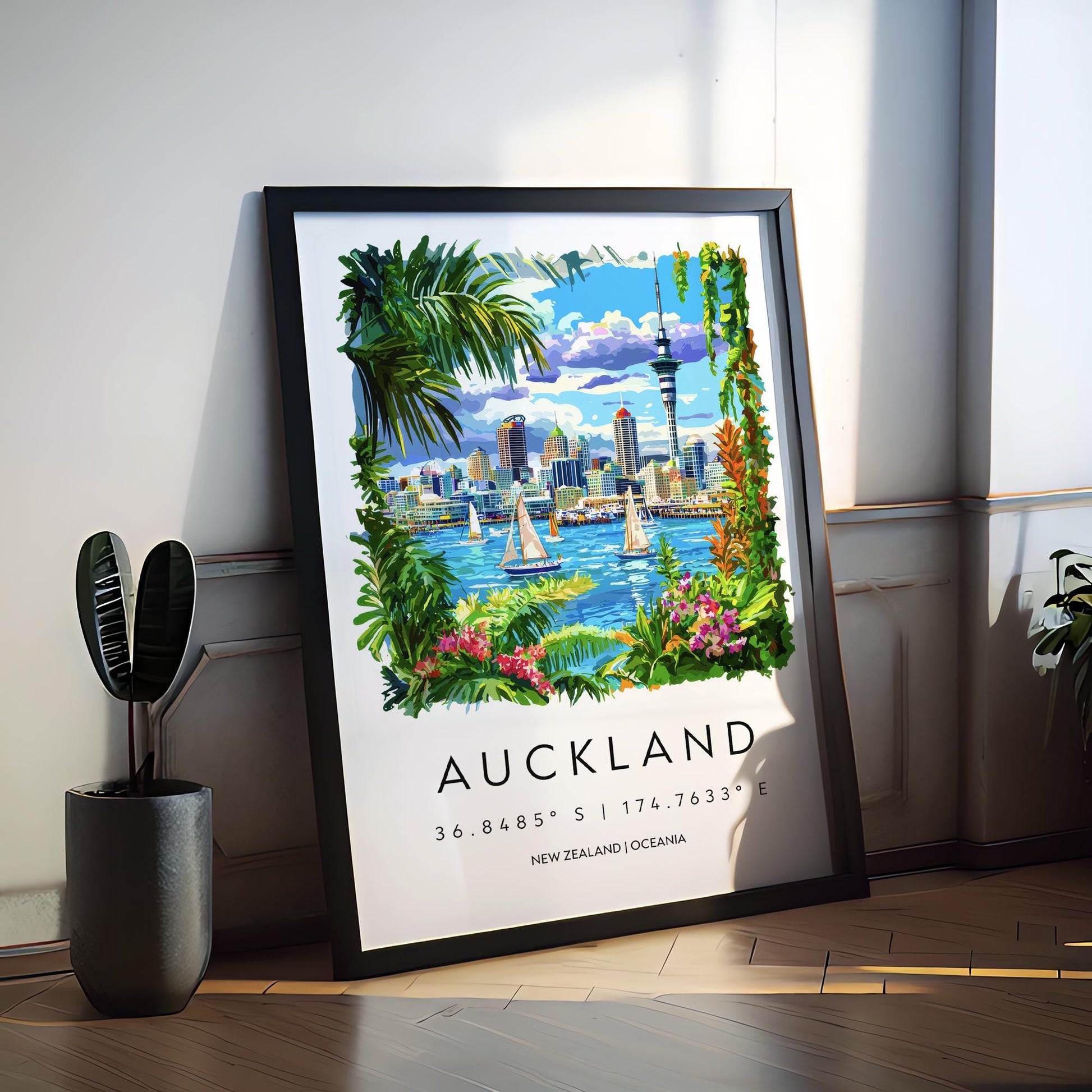 Auckland Watercolor Poster Wall Art Auckland Wall Hanging Home Décor Auckland Gift Art Lovers New Zealand Wall Art