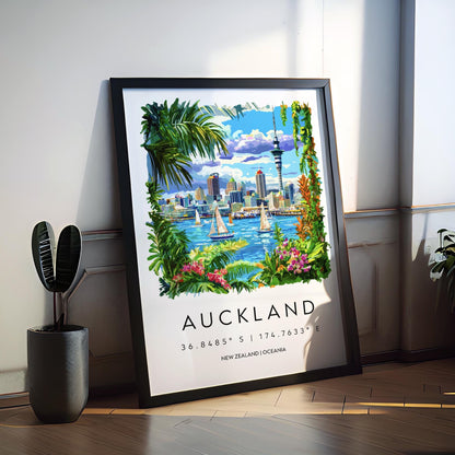 Auckland Watercolor Poster Wall Art Auckland Wall Hanging Home Décor Auckland Gift Art Lovers New Zealand Wall Art