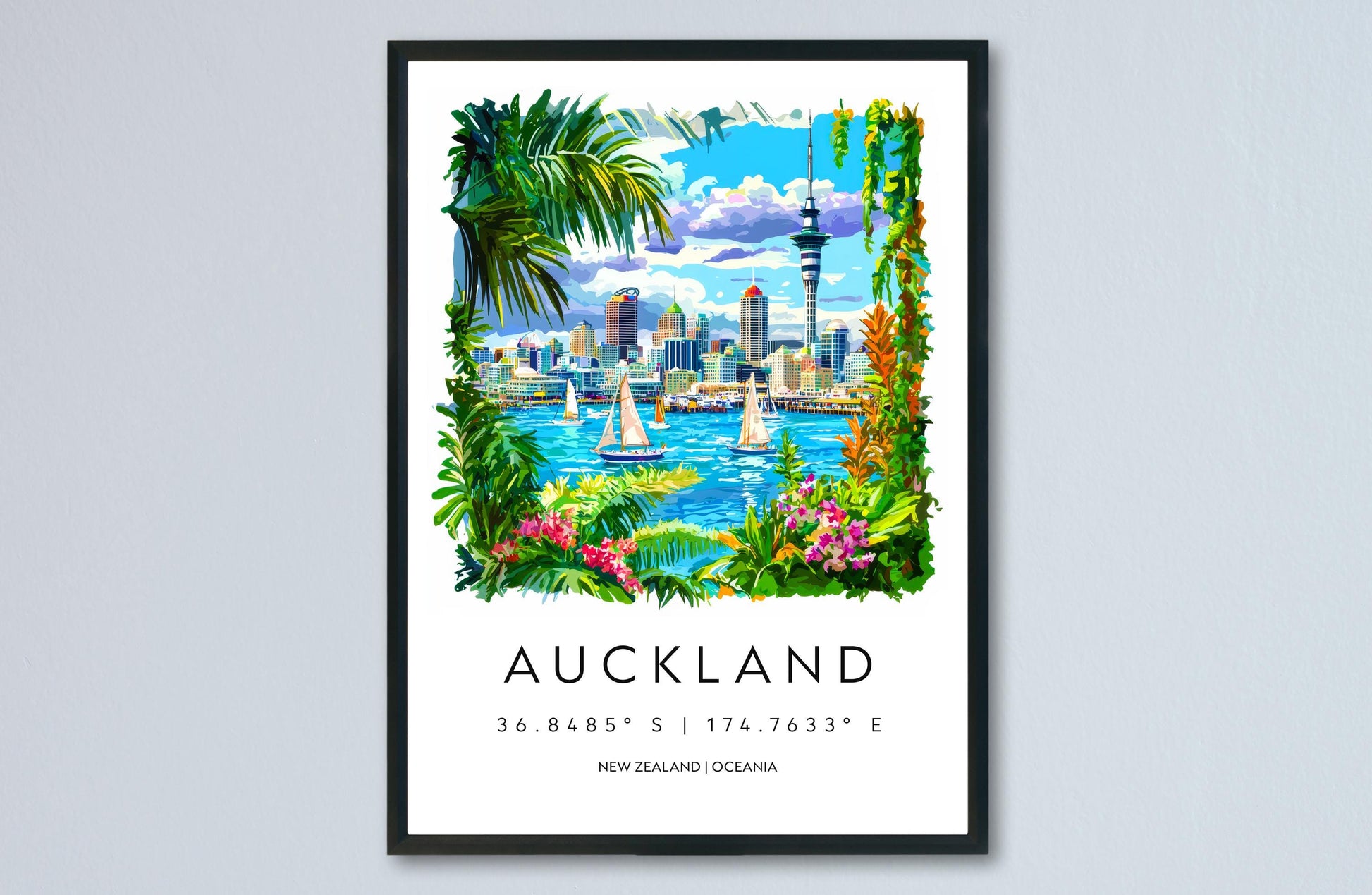 Auckland Watercolor Poster Wall Art Auckland Wall Hanging Home Décor Auckland Gift Art Lovers New Zealand Wall Art