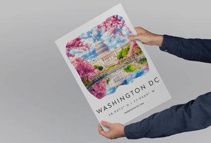 Washington D.C. Watercolor Poster Wall Art Washington D.C. Wall Hanging Home Décor Washington D.C. Gift Art Lovers United States Wall Art