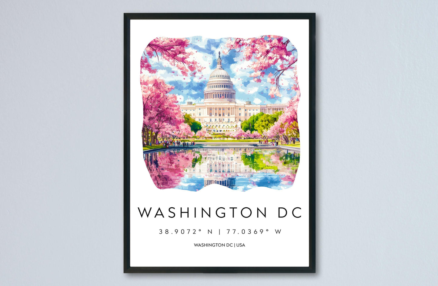 Washington D.C. Watercolor Poster Wall Art Washington D.C. Wall Hanging Home Décor Washington D.C. Gift Art Lovers United States Wall Art