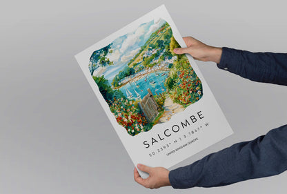 Salcombe Watercolor Poster Wall Art Salcombe Wall Hanging Home Décor Salcombe Gift Art Lovers United Kingdom Wall Art