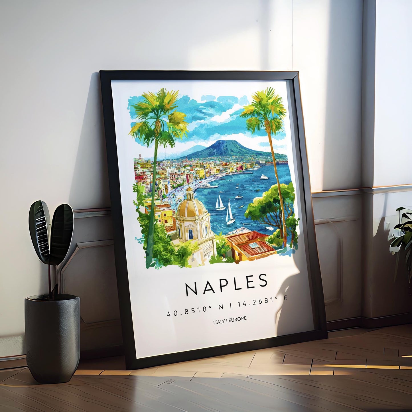 Naples Watercolor Poster Wall Art Naples Wall Hanging Home Décor Naples Gift Art Lovers Italy Wall Art