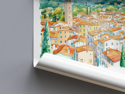 Lucca Watercolor Poster Wall Art Lucca Wall Hanging Home Décor Lucca Gift Art Lovers Italy Wall Art