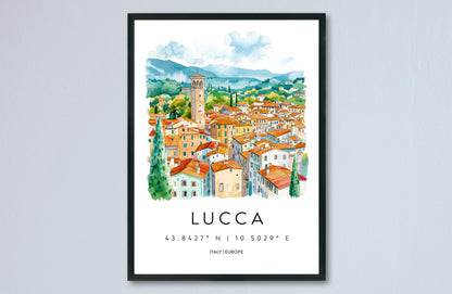 Lucca Watercolor Poster Wall Art Lucca Wall Hanging Home Décor Lucca Gift Art Lovers Italy Wall Art
