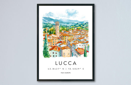Lucca Watercolor Poster Wall Art Lucca Wall Hanging Home Décor Lucca Gift Art Lovers Italy Wall Art