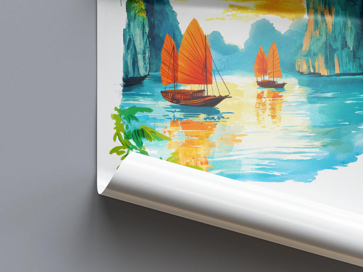 Ha Long Bay Watercolor Poster Wall Art Ha Long Bay Wall Hanging Home Décor Ha Long Bay Gift Art Lovers Vietnam Wall Art