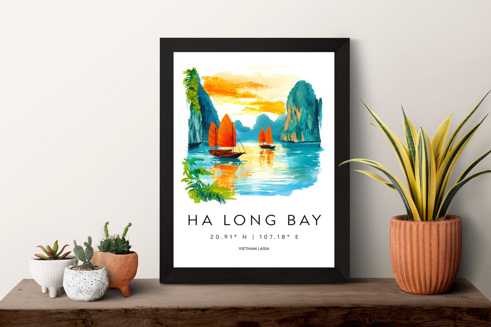Ha Long Bay Watercolor Poster Wall Art Ha Long Bay Wall Hanging Home Décor Ha Long Bay Gift Art Lovers Vietnam Wall Art