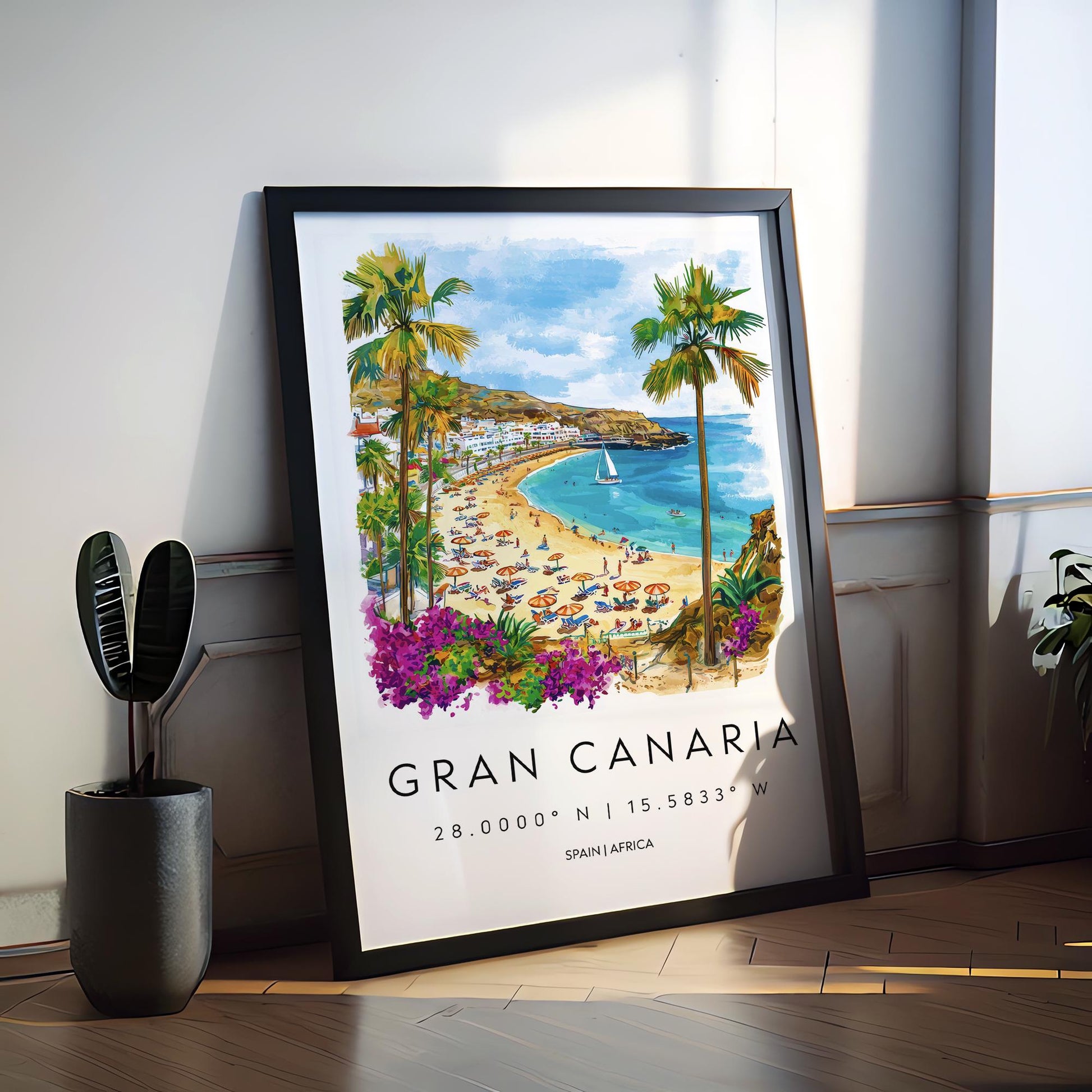 Gran Canaria Watercolor Poster Wall Art Gran Canaria Wall Hanging Home Décor Gran Canaria Gift Art Lovers Spain Wall Art