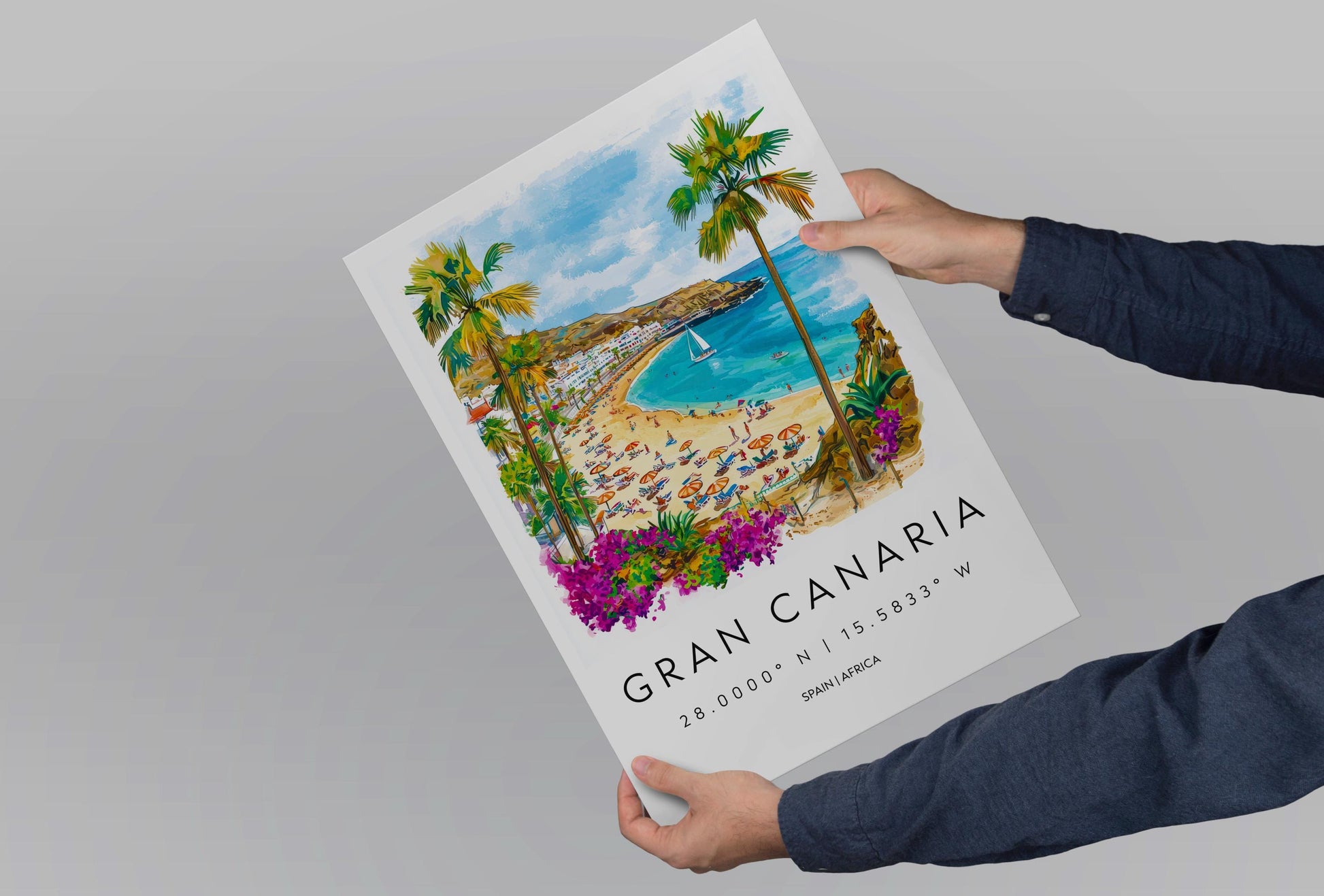 Gran Canaria Watercolor Poster Wall Art Gran Canaria Wall Hanging Home Décor Gran Canaria Gift Art Lovers Spain Wall Art