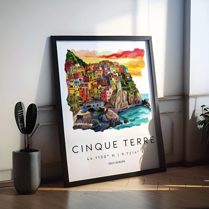 Cinque Terre Watercolor Poster Wall Art Cinque Terre Wall Hanging Home Décor Cinque Terre Gift Art Lovers Italy Wall Art