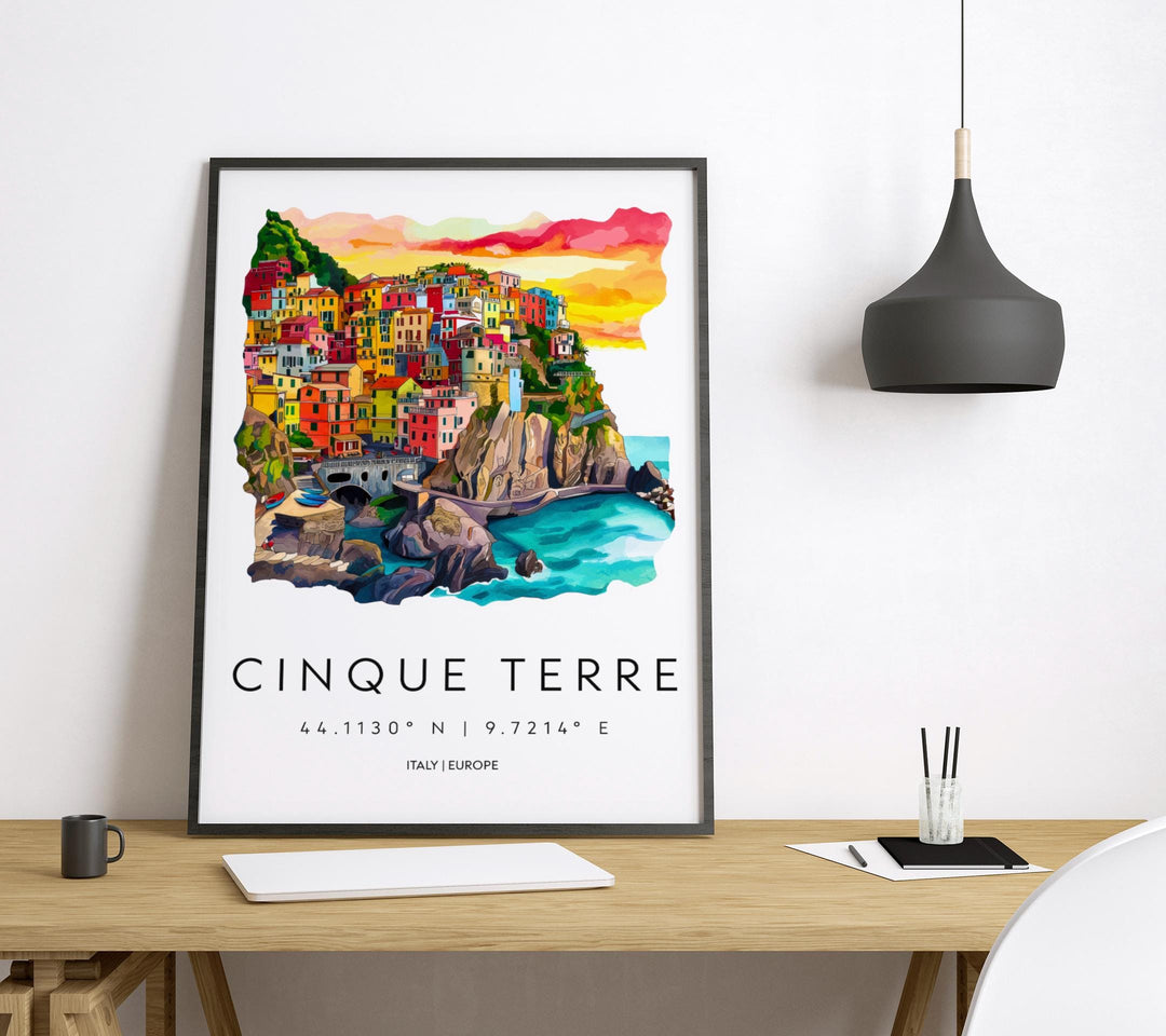 Cinque Terre Watercolor Poster Wall Art Cinque Terre Wall Hanging Home Décor Cinque Terre Gift Art Lovers Italy Wall Art