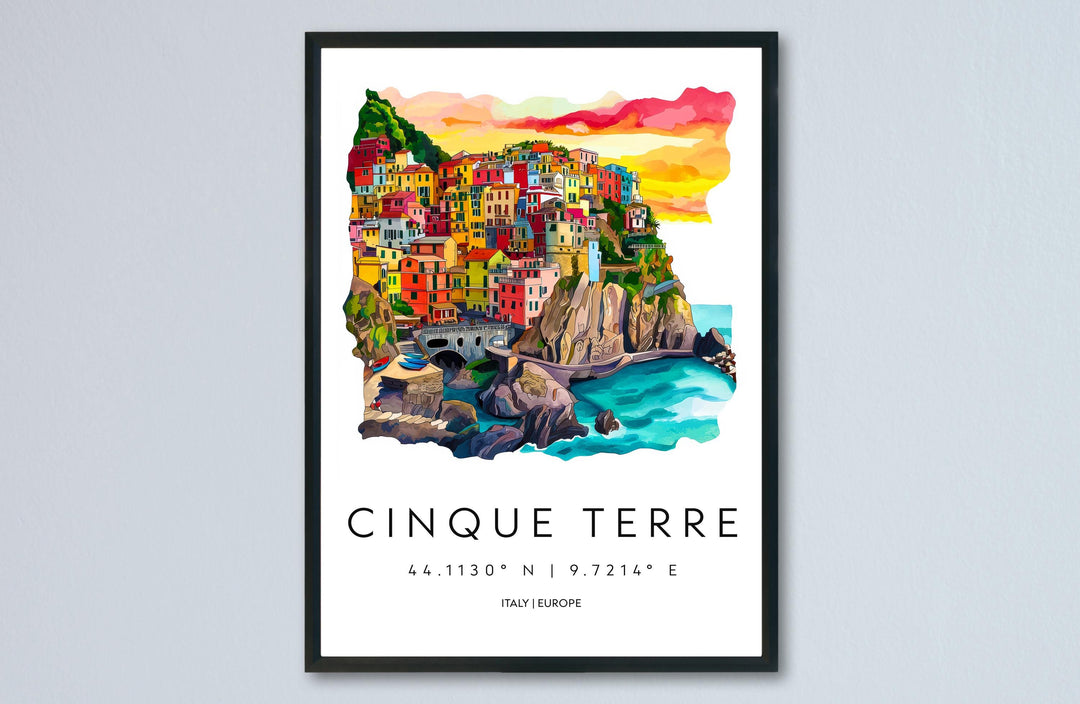 Cinque Terre Watercolor Poster Wall Art Cinque Terre Wall Hanging Home Décor Cinque Terre Gift Art Lovers Italy Wall Art