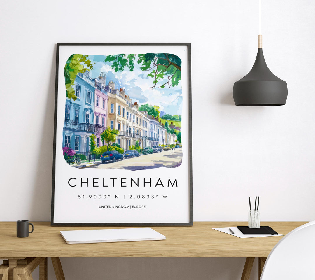 Cheltenham Watercolor Poster Wall Art Cheltenham Wall Hanging Home Décor Cheltenham Gift Art Lovers United Kingdom Wall Art