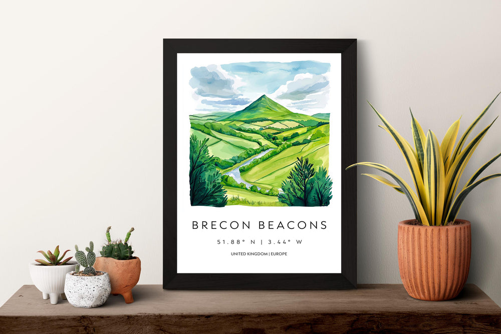 Brecon Beacons Watercolor Poster Wall Art Brecon Beacons Wall Hanging Home Décor Brecon Beacons Gift Art Lovers United Kingdom Wall Art