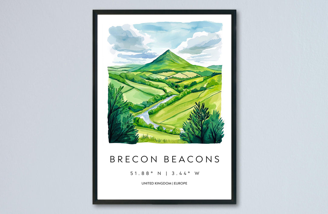 Brecon Beacons Watercolor Poster Wall Art Brecon Beacons Wall Hanging Home Décor Brecon Beacons Gift Art Lovers United Kingdom Wall Art