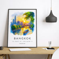 Bangkok watercolor poster Wall Art Bangkok Wall Hanging Home Décor Bangkok Gift Art Lovers Thailand Art Lover Gift