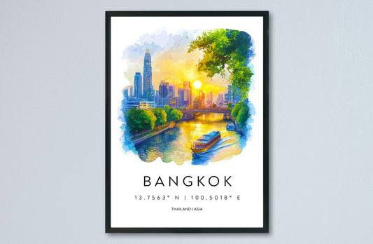 Bangkok watercolor poster Wall Art Bangkok Wall Hanging Home Décor Bangkok Gift Art Lovers Thailand Art Lover Gift