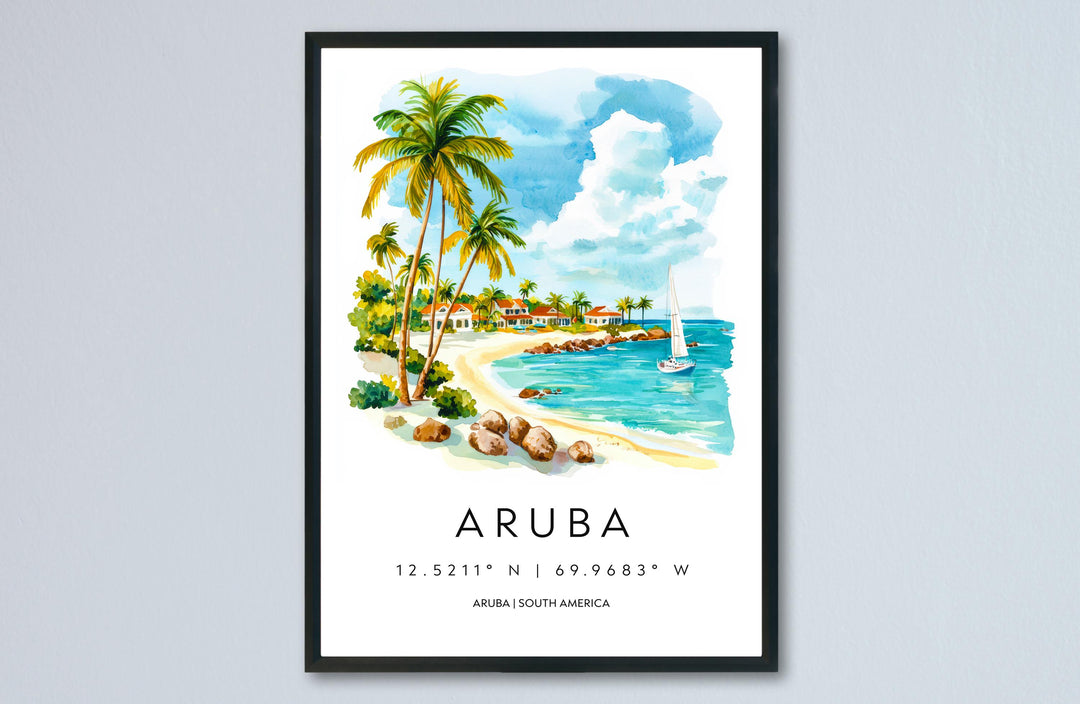 Aruba Watercolor Poster Wall Art Aruba Wall Hanging Home Décor Aruba Gift Art Lovers Caribbean Wall Art