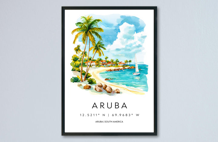 Aruba Watercolor Poster Wall Art Aruba Wall Hanging Home Décor Aruba Gift Art Lovers Caribbean Wall Art