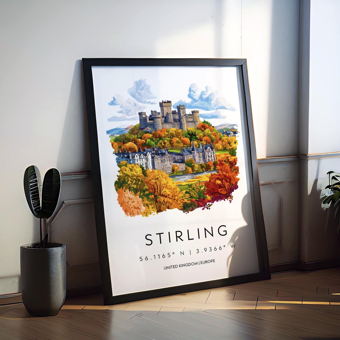 Stirling Watercolor Poster Wall Art Stirling Wall Hanging Home Décor Stirling Gift Art Lovers Scotland Wall Art
