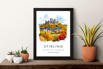 Stirling Watercolor Poster Wall Art Stirling Wall Hanging Home Décor Stirling Gift Art Lovers Scotland Wall Art