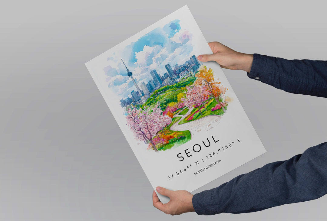 Seoul Watercolor Poster Wall Art Seoul Wall Hanging Home Décor Seoul Gift Art Lovers South Korea Wall Art