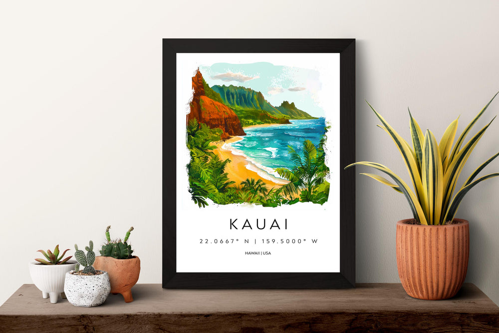 Kauai Watercolor Poster Wall Art Kauai Wall Hanging Home Décor Kauai Gift Art Lovers Hawaii Wall Art