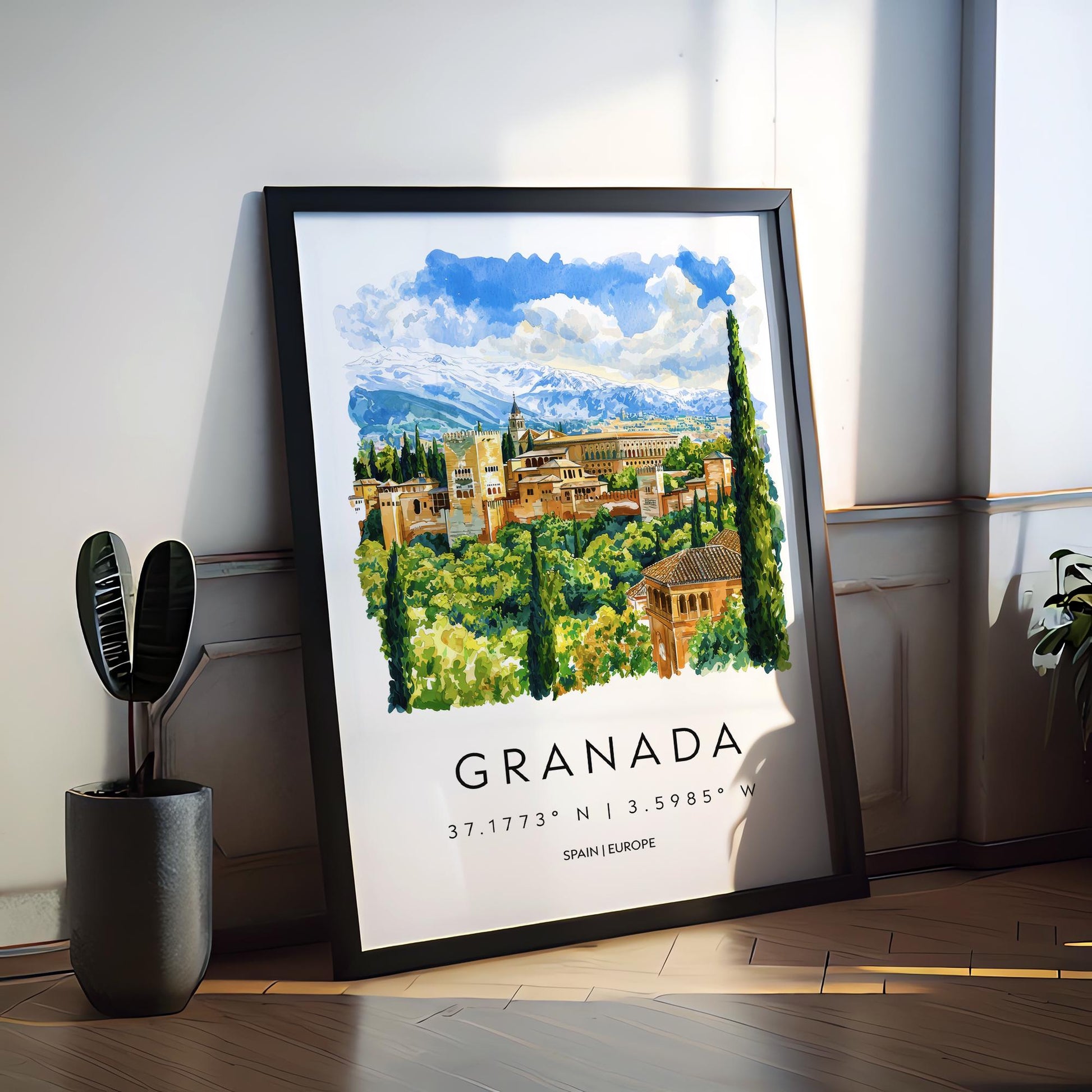 Granada Watercolor Poster Wall Art Granada Wall Hanging Home Décor Granada Gift Art Lovers Spain Wall Art