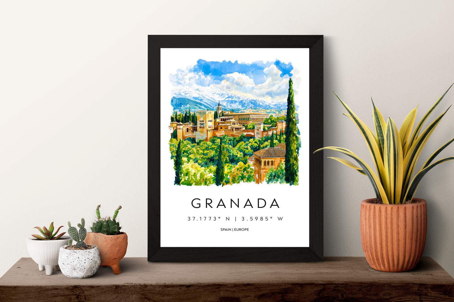 Granada Watercolor Poster Wall Art Granada Wall Hanging Home Décor Granada Gift Art Lovers Spain Wall Art