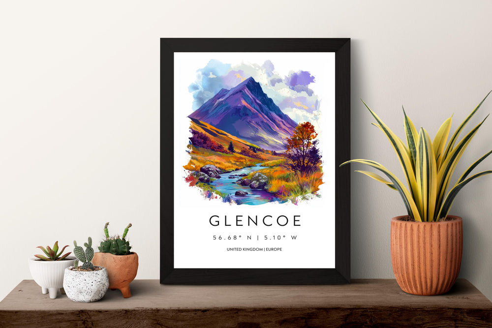 Glencoe Watercolor Poster Wall Art Glencoe Wall Hanging Home Décor Glencoe Gift Art Lovers Scotland Wall Art