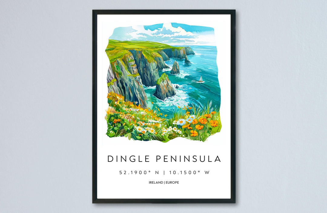 Dingle Peninsula Watercolor Poster Wall Art Dingle Peninsula Wall Hanging Home Décor Dingle Peninsula Gift Art Lovers Ireland Wall Art