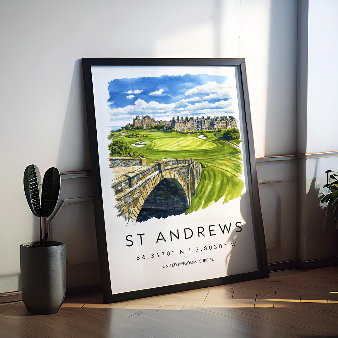 St Andrews Golf Course Watercolor Poster Wall Art St Andrews Golf Course Wall Hanging Home Décor St Andrews Golf Course Gift Art Lovers