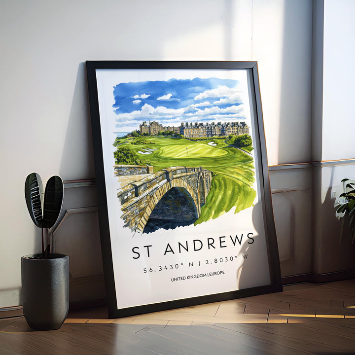 St Andrews Golf Course Watercolor Poster Wall Art St Andrews Golf Course Wall Hanging Home Décor St Andrews Golf Course Gift Art Lovers
