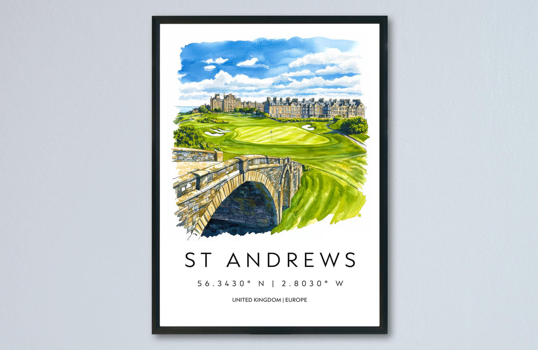 St Andrews Golf Course Watercolor Poster Wall Art St Andrews Golf Course Wall Hanging Home Décor St Andrews Golf Course Gift Art Lovers