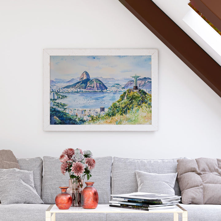 Rio de Janeiro Watercolor Poster Landscape Wall Art Rio de Janeiro Wall Hanging Home Décor Rio de Janeiro Gift Art Lovers Brazil Wall Art